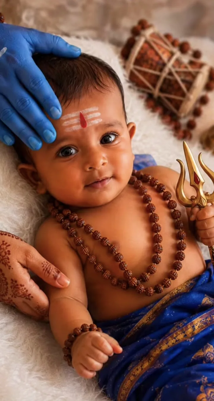 Mahadev hand blessings on little child Prompt