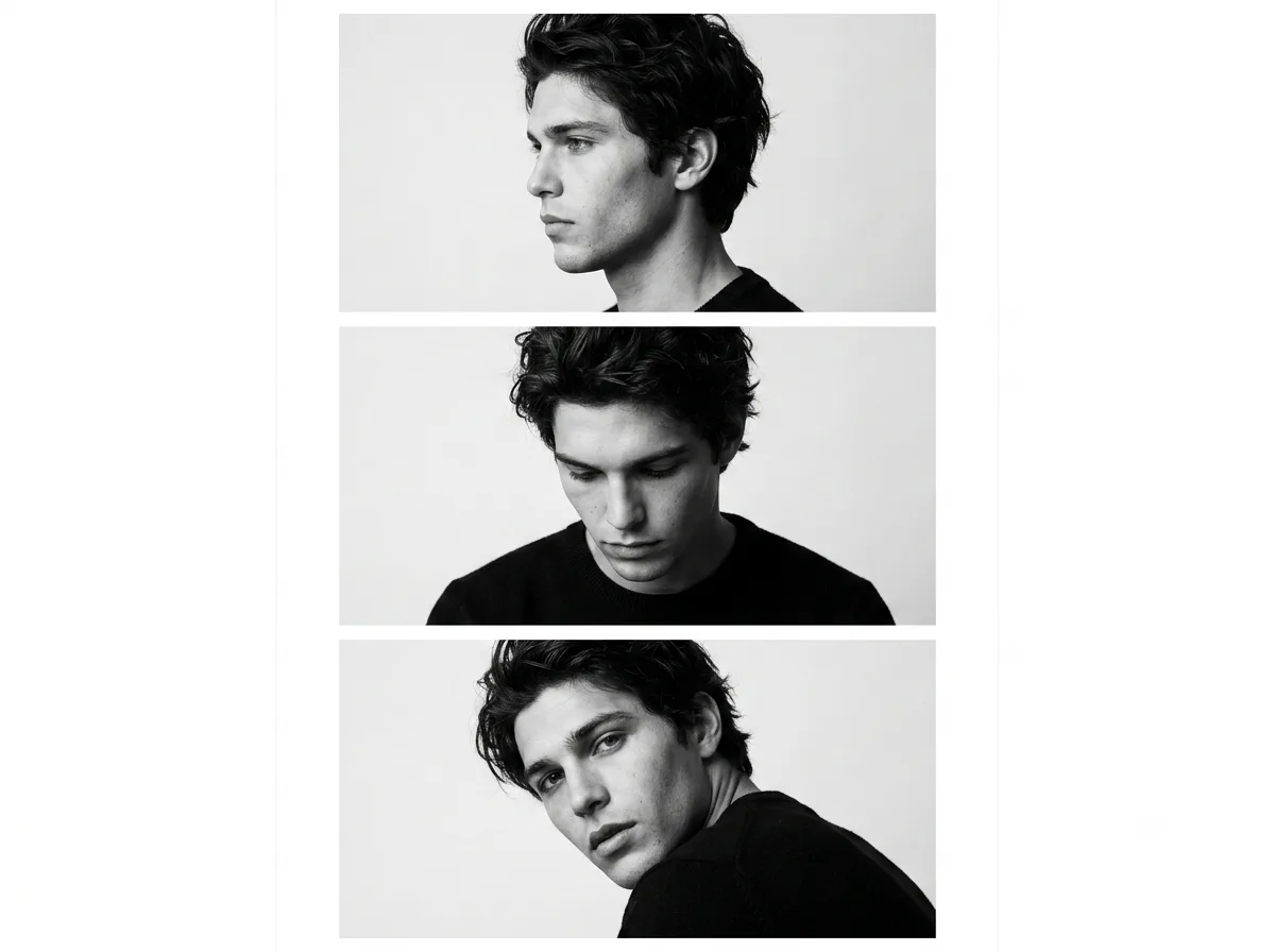 Minimalist Monochrome Triptych Portrait Prompt